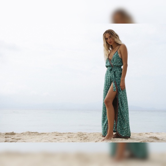 Billabong Floral Sea Green Maxi Dress - Picture 12 of 13